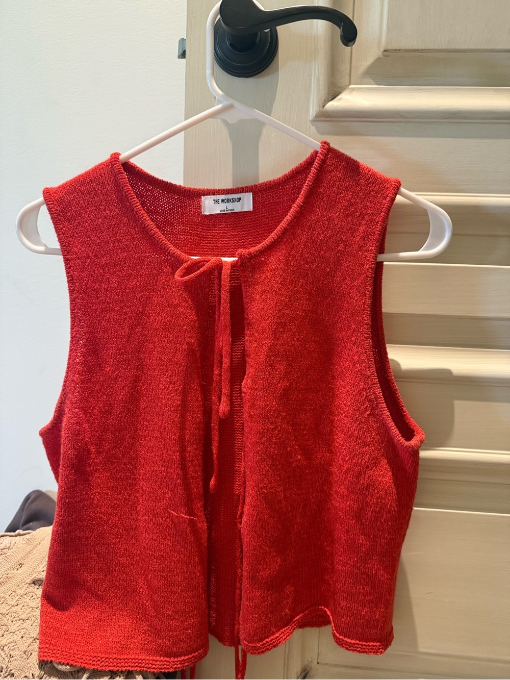 Workshop Republic Clothing Red Tie-Front Knit Tank